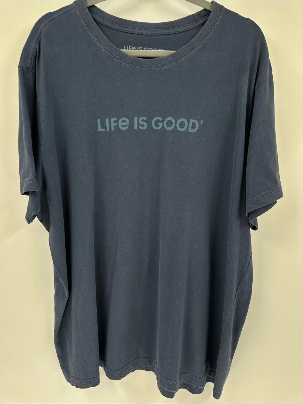 Life Is Good Crusher Men's Crewneck T-Shirt in Slate Blue Sz XXL